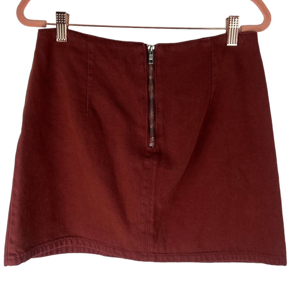 NWT Sadie & Sage Burgundy Denim Mini Skirt - Picture 2 of 9
